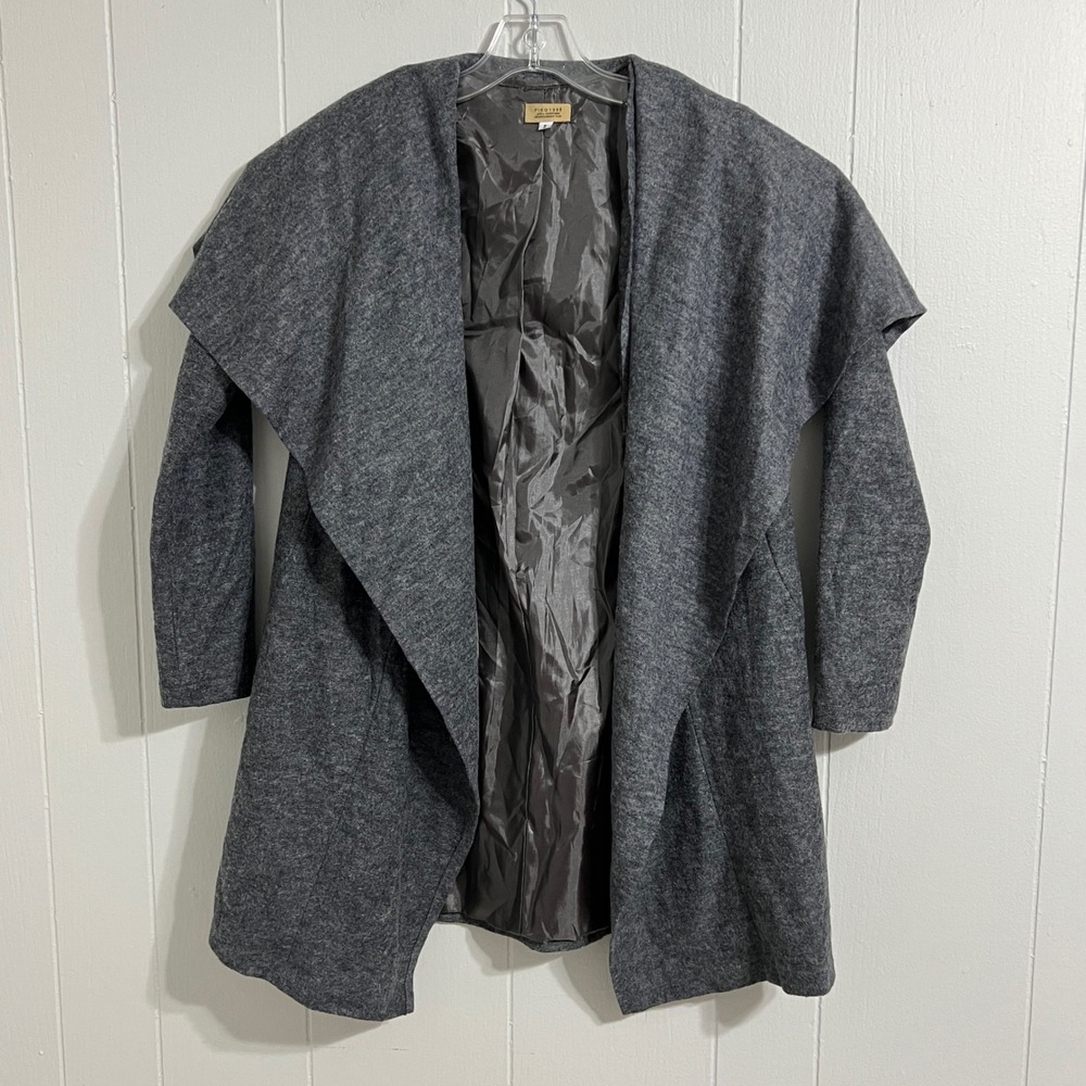 Piko 1988 Women's Gray Wool‎ Blend Waterfall Drape Cardigan Sweater Coat Size S